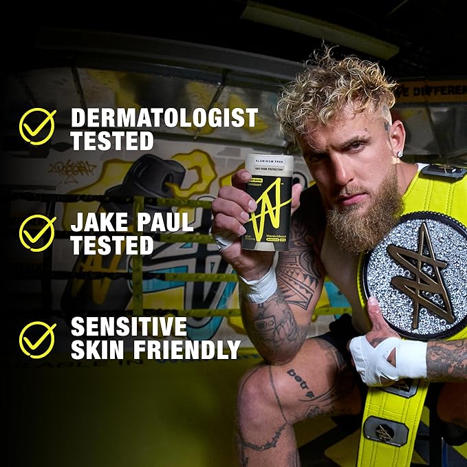 W By Jake Paul Men's Aluminum-Free Deodorant, Sensitive Skin Friendly, Dermatologist Tested, Vitamin-Infused Deodorant for Men, Deep Woods Scent, 2.6 oz