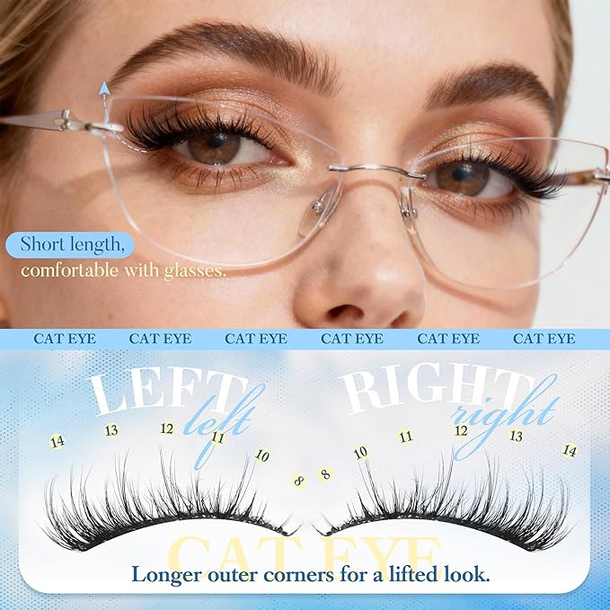 Natural Lash Clusters Kit Cat Eye Wispy DIY Lash Extension Kit Wispy Clusters Eyelash Extension Kit Thin Lash Band Individual Lashes Lash Bond and Seal and Tweezers for Lash Clusters Kit DIY at Home