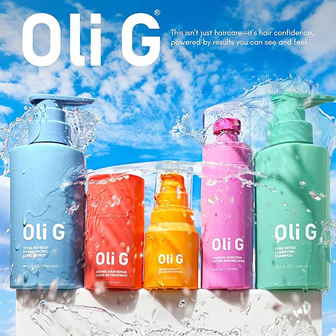 Oli G Total Refresh pH Balancing Hair Conditioner – Lightweight Daily Conditioner for All Hair Types – With Marula Oil, Shea Butter, Botanical Proteins – Detangles, Softens & Smooths – 10 fl oz