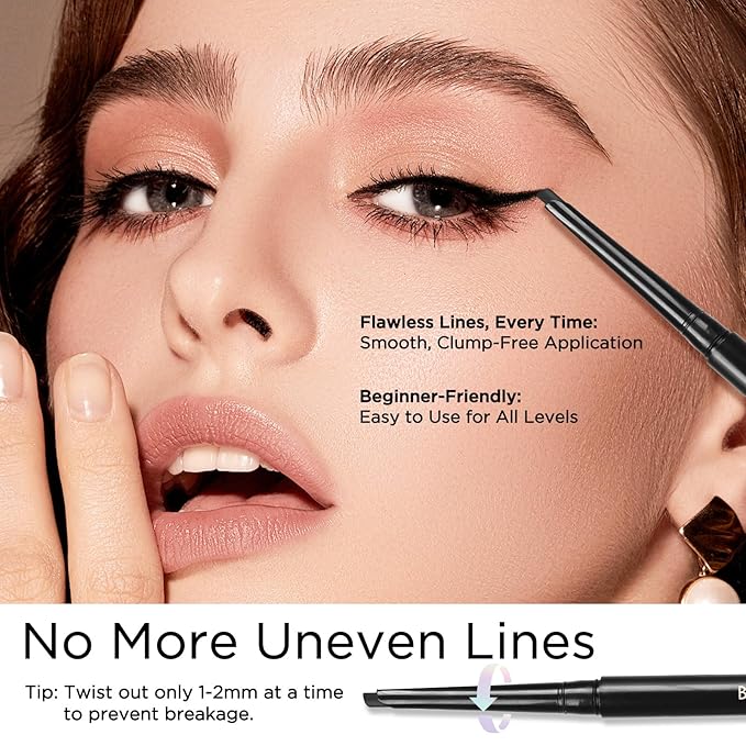 BEPHOLAN Black Eyeliner Pencils,D-tips Waterproof Gel Eyeliner Pencil Waterline Eye Liner Pen for Women Waterproof Smudge Proof Long-lasting (BLACK-D)