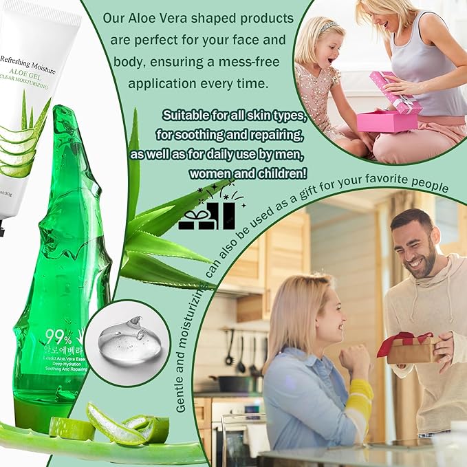 JunKuJK 99% Purity Aloe Vera Gel - Hydrating Aloe Vera Gel for Face and Skin,No Sticky Moisturizing Aloe Gel(5 pcs) B