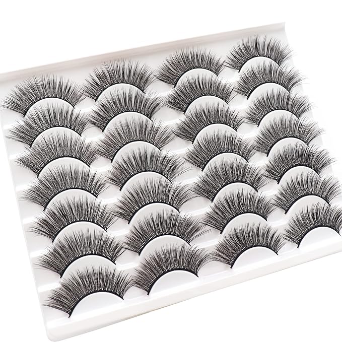 Losha Eyelashes Natural Look Faux Mink Lashes Pack Handmade Wispy False Eyelashes 14 Pairs Eye Lashes (F61)