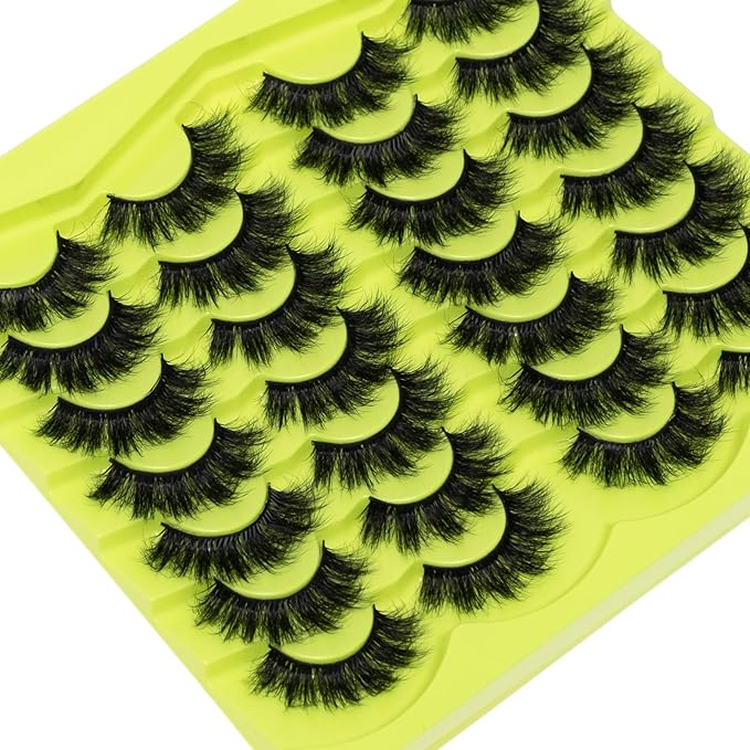 False Eyelashes Fluffy Mink Lashes 18mm Stirps Lash Volume False Eyelashes 14 Pairs 8D Eye Lashes D Curl Dramatic Soft Eyelash Big Long Lash Pack That Look Like Extensions