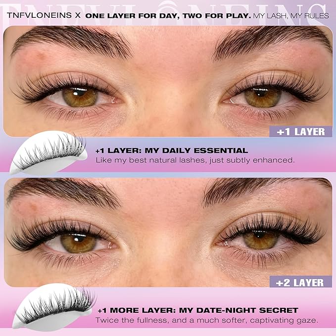 Natural Lash Extension Kit 168Pcs Lash Clusters Kit Wispy Eyelash Extensions 9-12MM Individual Lashes Extensions with Bond and Seal Lash Glue and Eyelash Extension Tweezers DIY at Home by TNFVLONEINS