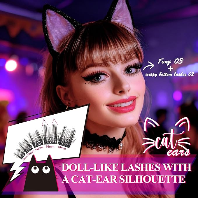 Foxy Beauty Natural Lash Clusters - Wispy & Fluffy Lash Clusters WideSpan Eyelash Clusters Lash Extension with FREE Bonus Lower Lashes;