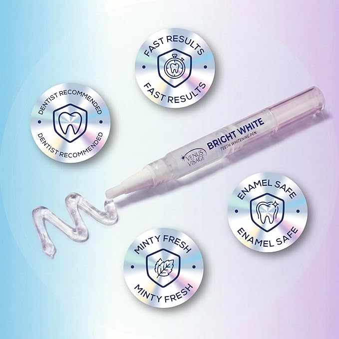 Venus Visage Award Winning Teeth Whitening Pen, 10+ Uses - Teeth whitening Gel Professionally formulated - Best Teeth whitening kit Teeth Whitener - Low Sensitivity - Mint - 0.07 Fl Oz (Pack of 1)