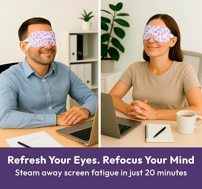 DoSensePro Steam Eye Mask - 16 Pack Lavender Self-Heating Warm Compress for Dry Eyes, Puffy Eyes Relief, Cornea Care, and Relaxation – Soothing & Comfortable Heated Eye Pads