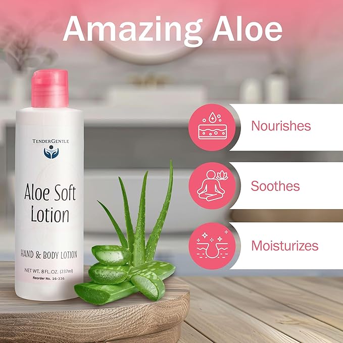 TenderGentle Aloe Lotion for Hands and Body - 2 Bottles with 8 oz of Aloe Vera Lotion for Dry Skin - Good for Sensitive Skin and Extra and Severely Dry Skin - Aloe Vera Moisturizer