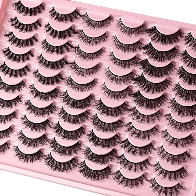 FARRED Lashes Natural False Eyelashes 6 Styles Wispy Strip Lash Pack 30 Pairs Cat Eye Fake Mink Eyelash Strips Short Fluffy Wispies Easy Lashes for Beginners Eye Lash Natural Looking for Daily Makeup