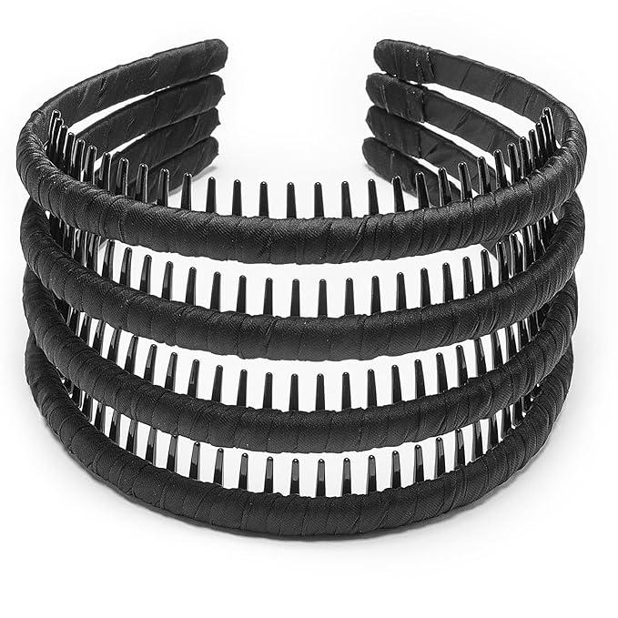 STHUAHE4PC Multicolor Protection Resin Teeth Comb Hair Hoop Hairband Headband Hair Accessories by Beauty hair (Black-4PCS)