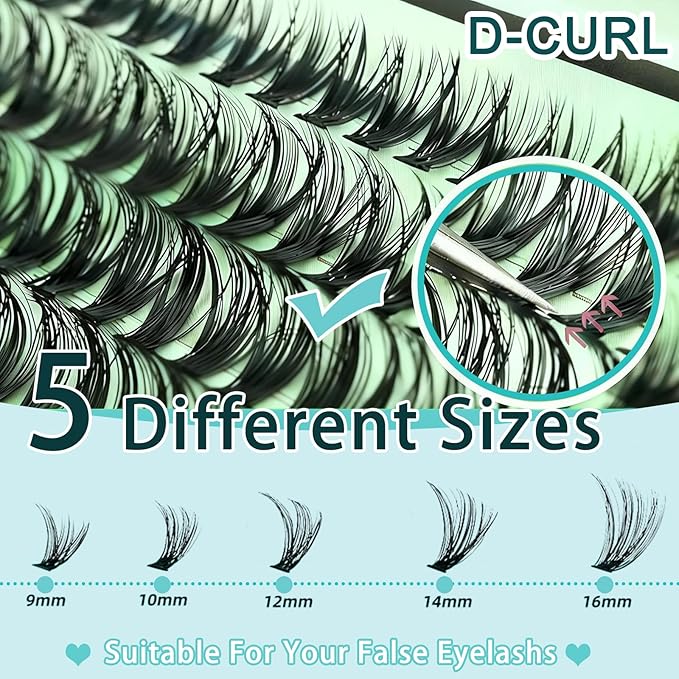Wispy Lash Clusters Kit 640pcs Eyelash Cluster Extensions Curl Individual False Eyelashes Natural Fluffy Mink Lash Extension Kit (Lash Clusters-80D+100D KIT, Lash Clusters)