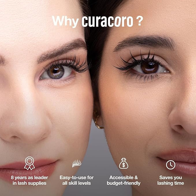 Curacoro Promade 500 Fans 5D-0.07 D Curl 12mm Length Handmade Volume Lash Fans for Long-Lasting Eyelash Extension