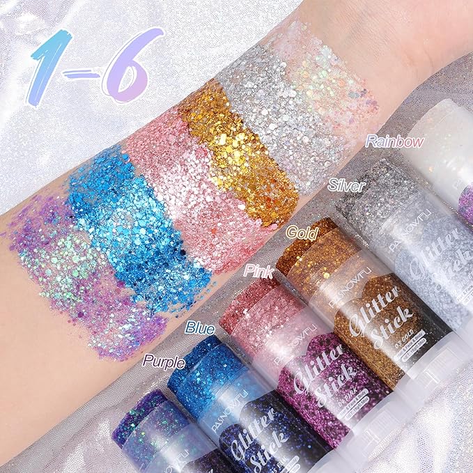 Red Body Glitter Stick, Face Glitter for Women and Girls, Hair Tinsel Stick Festival Accessories for Christmas Valentine's Day Party Makeup, Concert Stage Performance Cosplay Events