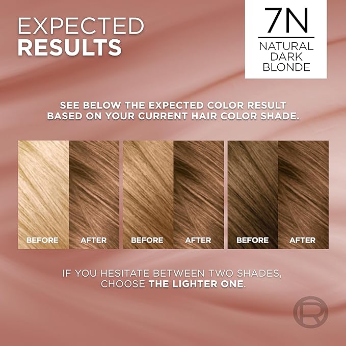 L’Oreal Paris Excellence Universal Nudes Permanent Hair Color, Ammonia Free Hair Dye for Gray Hair Coverage, 7N Natural Dark Blonde, 1 Kit (Pack of 2)