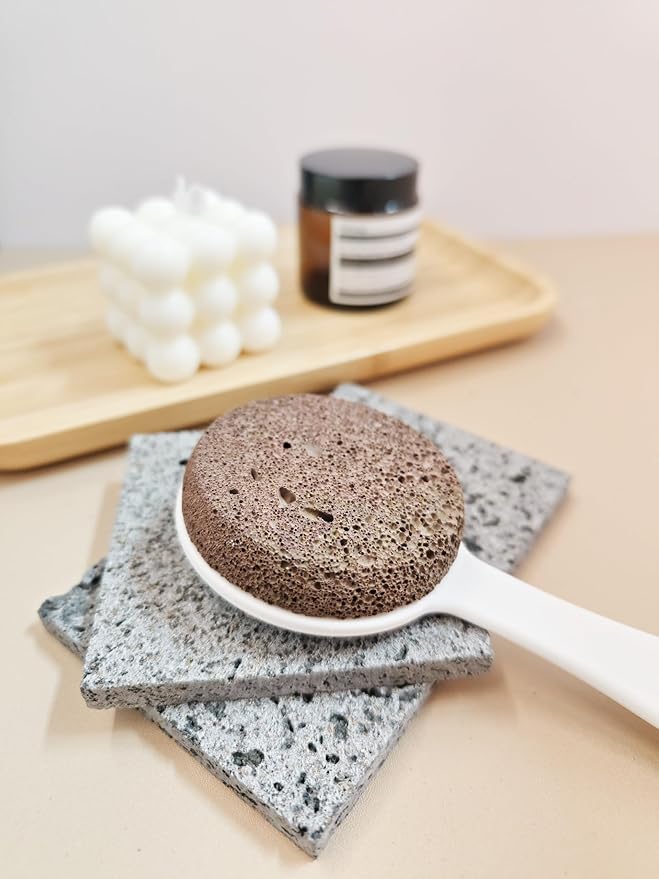 Straight Handle Pumice Stone - Professional Firm Control Foot Scrubber for Stubborn Calluses - Natural Dead Skin Remover & Pedicure File for Feet and Hands - 14“