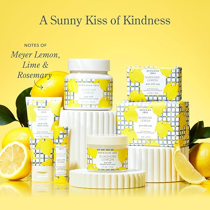 Beekman 1802 Face & Body Wipes, Sunshine Lemon Scented, 30 Count - Cleanses Dirt & Makeup, With Goat Milk, Aloe & Vitamin E - Alcohol Free, Biodegradable, Good for Sensitive Skin