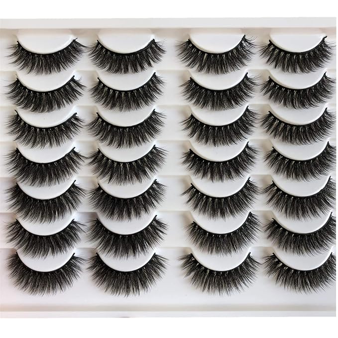 ALICROWN Short Eyelashes Natural Look False Lashes Mixed Lightweight Fuzzy Handmade Soft Volume 14 Pairs Faux Mink Pack