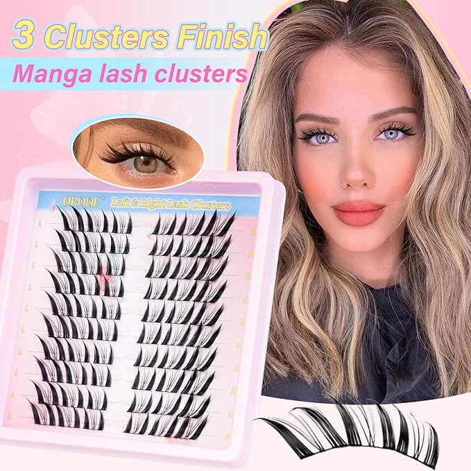 Manga Lashes Natural Look Cluster Lashes Anime Lashes Faux Mink Lashes Wispy Fluffy Eyelashes Spiky C Curl Individual Cluster (Wispy03)