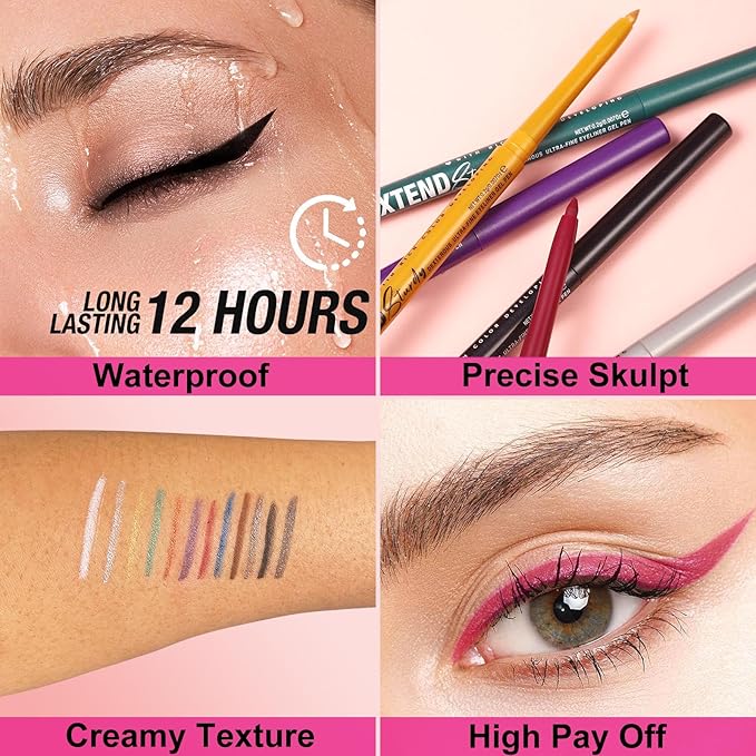 Quick-Drying Smooth-Glide Cream Eyeliner Set, 12 Versatile Shades Available, Waterproof Smudge-Proof Long-Lasting, Beginner-Approved, Safe for Sensitive Eyes & All Skin Types #09