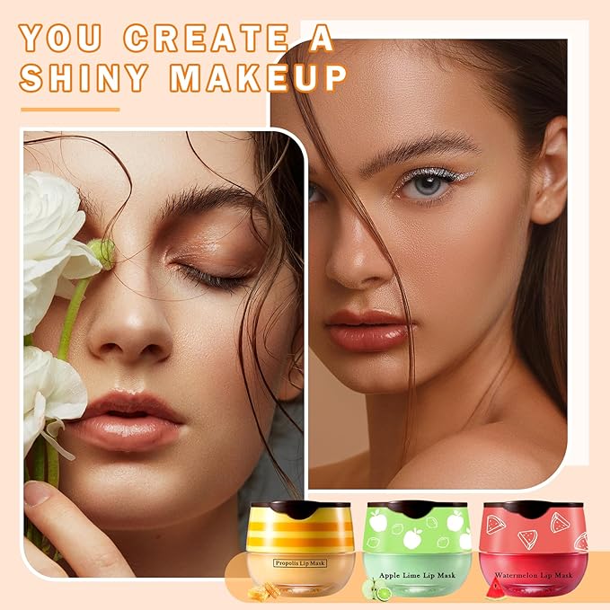 3PCS Bee Lip Balm Honey Pot Apple)