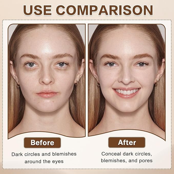 Under Eye Concealer Stick,Full Coverage Concealer for Older Women,Teenagers,Middle-aged,Dual formula (liquid tip & balm stick),Long-lasting Wear,Tattoo Cover Up Makeup（01 Natural）