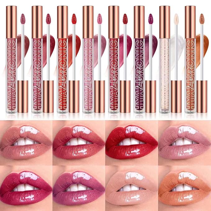 Rose Red Lip Gloss Lip Plumper Gloss Tinted Glitter Lipgloss Lip Oil Teens Moisturizing Lipstick Lip Balm High Shine And Vegan Plumping Lip Gloss For Women Girls Long-Lasting Dry Lip Care(08#)