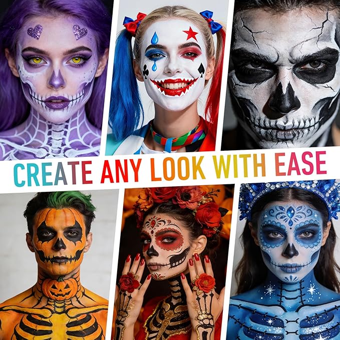 15 Colors Face Body Painting Palette, Washable Oil Based Face Paint for Women, Adults, Professional Makeup for SFX Costume Makeup, Halloween Cosplay Parties, Festival Decorations (1.32 oz)