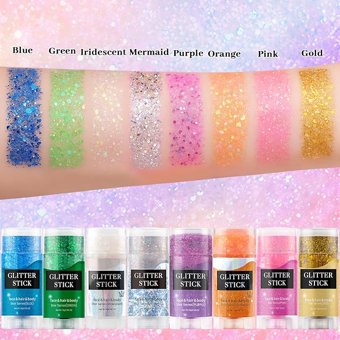 Face Body Glitter Stick,Holographic Sparkle Waterproof Hair Glitter Stick for Kids and Women for Party Singer Concert Rave Festival.(Pink)