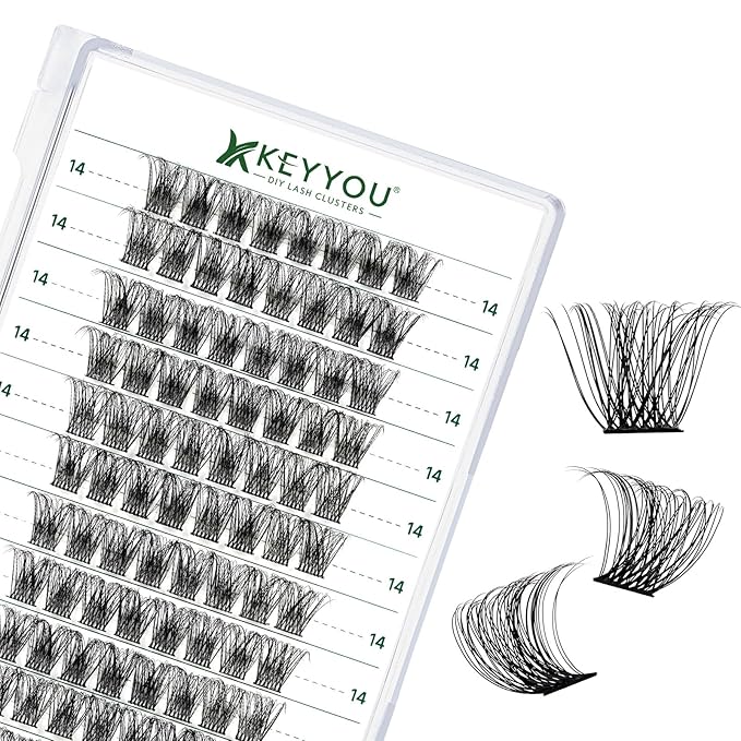 Lash Clusters 96pcs Individual Lashes Y11 D Curl 14mm Cluster Lashes KEYYOU Volume Wispy Lash Extension Soft&Comfortable Easy DIY at Home(Y11 D-14mm)