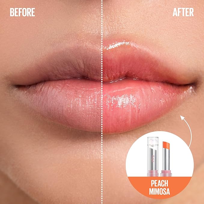 Kaja Juicy Glass Lip Balm | Plumping Lip Gloss Hydrating Lip Balm, Korean Beauty Tinted Lip Care, Moisturizing Lip Products, Nourishing Lip Moisturizer, Radiant Glow | Peach Mimosa, 0.15 oz