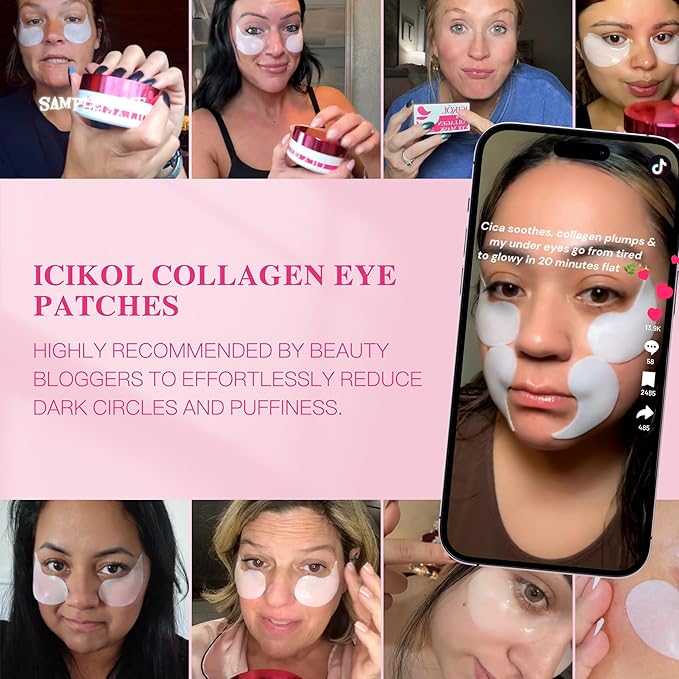 ICIKOL Under Eye Patches with Collagen, Eye Patches for Puffy Eyes and Dark Circles, Glowing - Deep Hydrating Hydrogel Eye Mask for Wrinkles, Fine Lines, Gifts for Women - Skin Care, 30 Pairs (White)