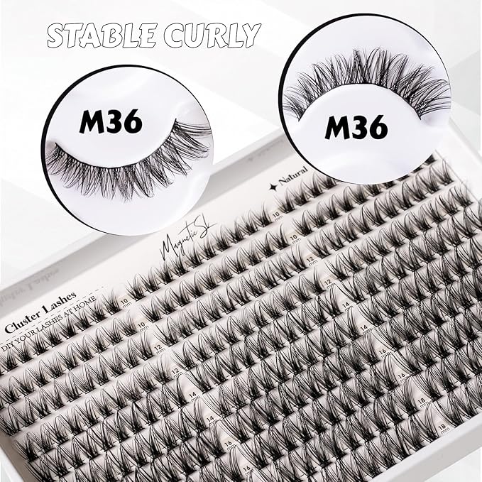 Lash Clusters 300pcs Manga Lash Extension Kit 10-18mm Cluster Eyelash Extensions Natural Lash Individual Lashes -M36-Natural