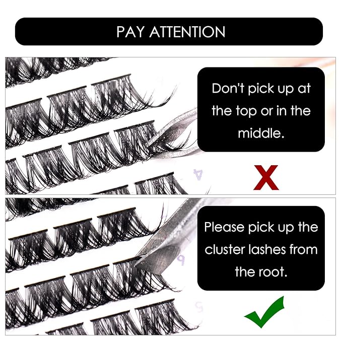 Cluster Lashes 72 Individual Lashes Clusters Eyelash Extensions False Eyelashes DIY Lash Extension Kit Reusable False Eyelashes Natural Look Mix 10-16mm-DM01
