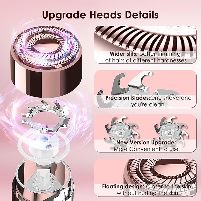 Replacement Heads for Flawless Finishing Touch Facial Hair Remover, Gen 3 Replacement Blades for Women, New Version 18K Gold Replacement Blades Refill