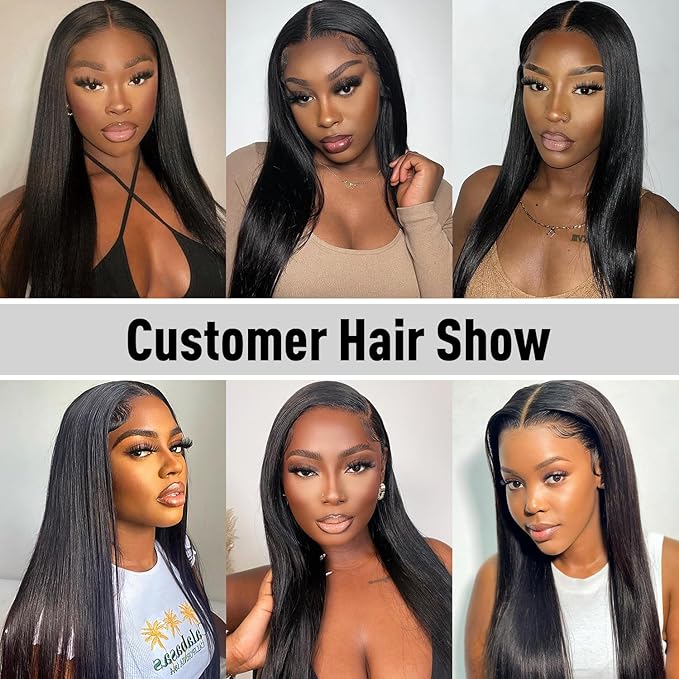 Real Wear and Go Glueless Wig Human Hair Straight, 6x4 Pre-Cut Lace Glueless Wigs Pre-Plucked, HD Transparent No Glue Lace Front Closure Wigs for Women 200% Density 30 inch