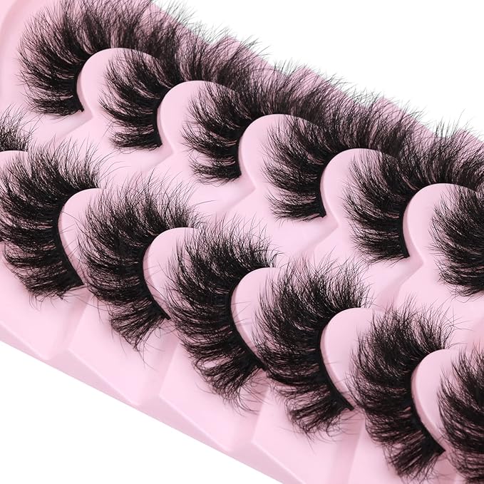 Kiromiro Lashes Volume False Eyelashes Wispy Faux Mink Eyelashes Long Dramatic Lashes 8D Volume Strip Eyelashes Cat Eye Lashes Pack