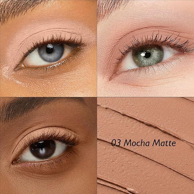 Dual-Ended Mocha Matte Eyeshadow Stick - Long-Lasting Cream Eye Shadow Stick Crease-Proof Eyeshadow Pencil, Easily Blendable Multi-Use Neutral Eyeliner Contour Makeup with Built-in Smudger, 03