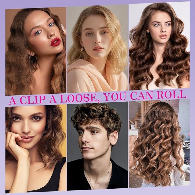Waver Curling Iron Hair Crimper 1.25 Inch Crimper Hairs Tool with Ceramic 3 Barrel Ionic Deep Hair Waver for Women Hairs Curler for Long & Short, Easy to Use, Dual Voltage, Anti-Scald (Purple)