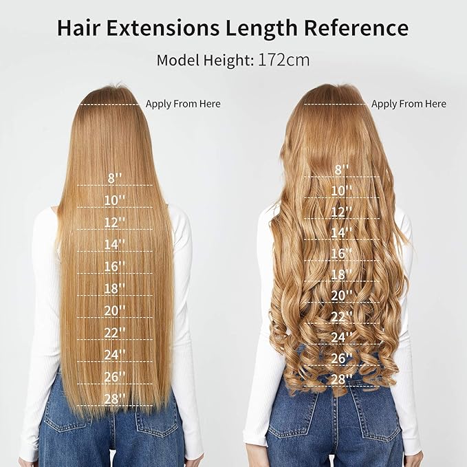 REECHO Multi-Length 12" 14" 16" Long Straight 4 PCS Set Thick Clip in on Hair Extensions Black Brown