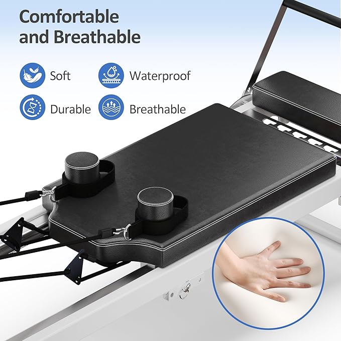 Pilates Reformer Machine, Foldable Pilates Equipment for Home Use and Gym Workout, Adjustable Resistance, 330 lbs Weight Capacity, for Advanced and Beginners Users