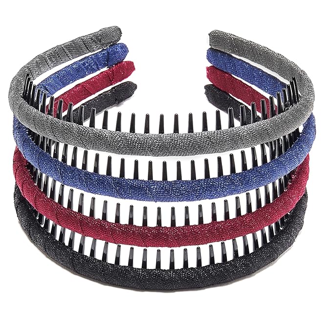 STHUAHE4PC Multicolor Protection Resin Teeth Comb Hair Hoop Hairband Headband Hair Accessories by Beauty hair (Multi-colored-No.9)