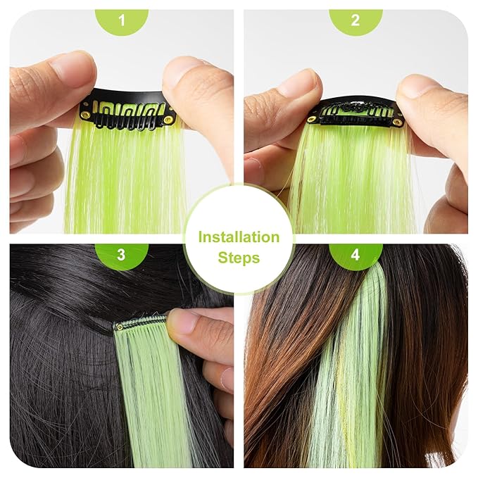 Yellow Hair Extensions 14 PCS, 22 In Colored Clip in Hair Extensions Neon Party Highlights, Colorful Synthetic Hairpieces for Girls Women Kids Cosplay Gift(Light Yellow)