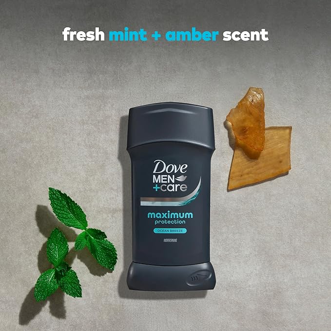 DOVE MEN+CARE Invisible Solid Stick Ocean Breeze Maximum Protection Deodorant For Men 96-Hour Sweat Defense 2.6 oz
