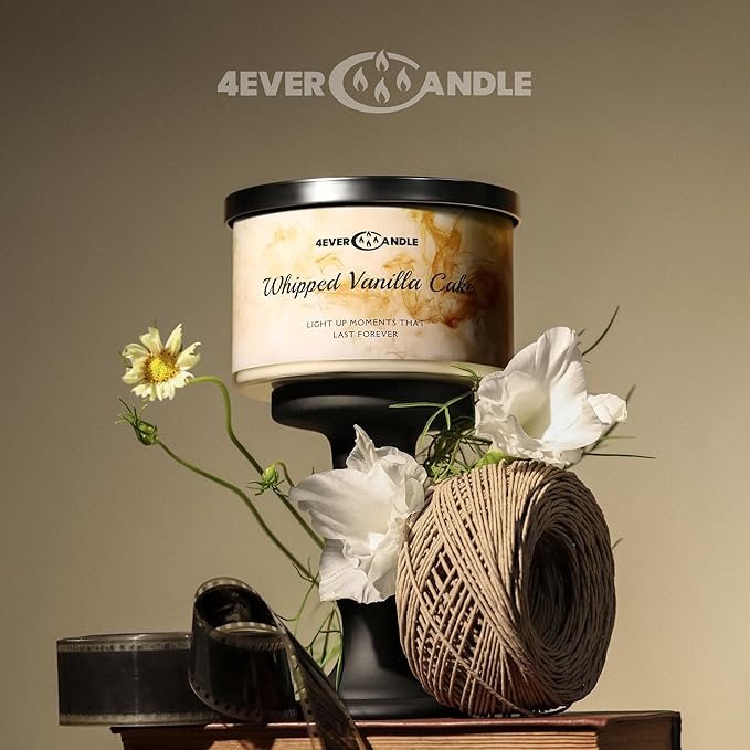 4EVER Scented Candles | 4-Wick 18oz Soy Wax Candle | Up to 50Hrs Clean Burn | Aromatherapy Candles for Home Scented | Gifts for Women & Mom, Whipped Vanilla Cake