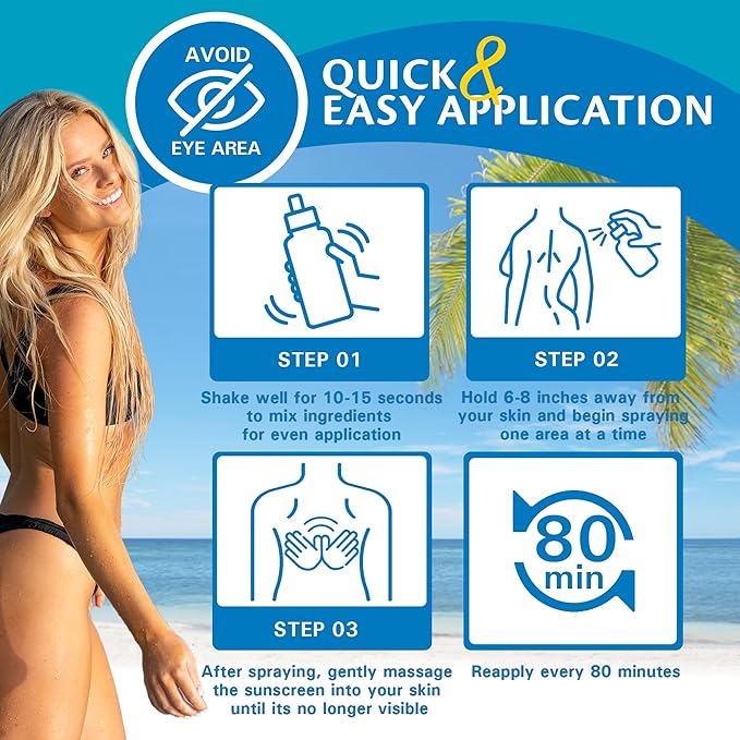 Caribbean Breeze Sunscreen Spray SPF 50 Lotion, Mango Scent Lime Fragrance Tanning Sunscreen Spray On Sunscreen with Green Tea & Pomegranate Extracts, 8.5 oz (250 ml)