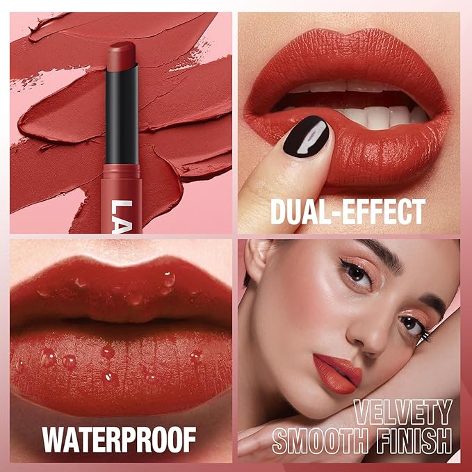 Jolilab 3Pcs Velvet Matte Lipstick Nude Matte Soft Dark Color Stick High Pigmented Long-Lasting Waterproof Lip Stick Lip Balm Beauty Cosmetics Gift for Women（10#+11#+12#