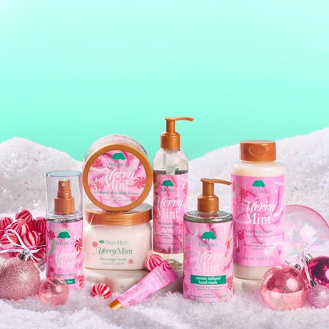 Tree Hut Merry Mint Foaming Gel Wash, Moisturizing & Hydrating Body Wash with Shea Butter, Gently Cleanses for Soft, Fresh & Radiant Skin, 18 fl oz (Pack of 2)