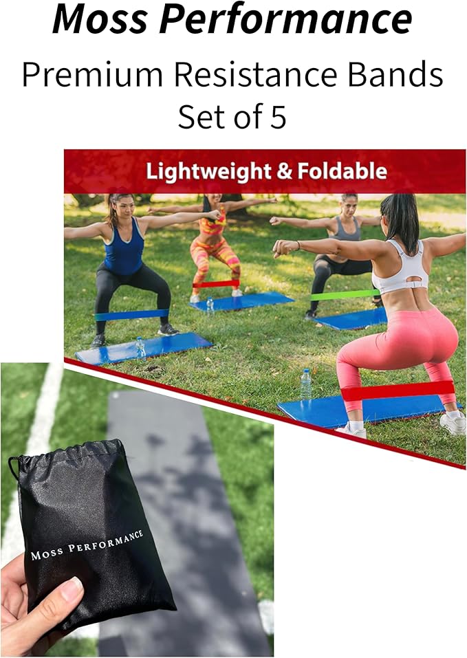 Premium Resistance Bands, for Physical Therapy, Strength Training, Pilates Exercise, Home Workouts, Strong Latex Rubber Loop Bands, Set of 5
