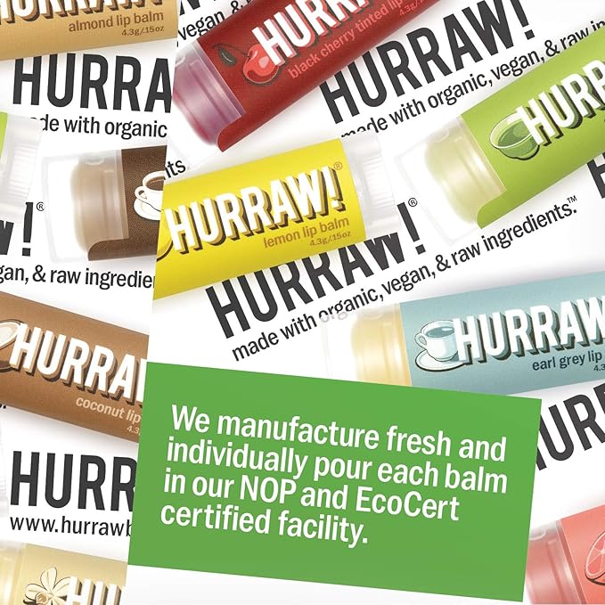 Hurraw! Lip Balms Staff Favorites, 6 ingredients.