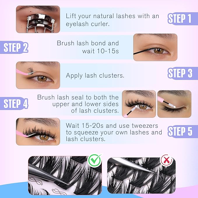 Lash Clusters Wispy Natural Look Eyelash Clusters Manga Cluster Eyelash Extensions 8-16MM Individual Lashes 8-16MM DIY Lash Extension Beginner-friendly by Newcally